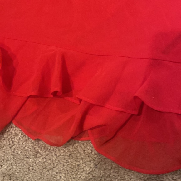 Truth & Fable womens red Valentines dress Sz M NEW NWT sheer overlay ruffle hems - Picture 2 of 5